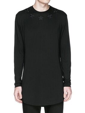 GIVENCHY STAR EMBROIDERY LONG SLEEVE T-SHIRT Size Large